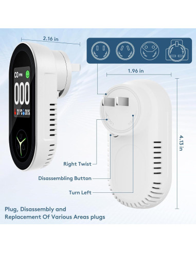 Detector de Monóxido de Carbono FANSTLOYI 3-en-1 con Pantalla LCD