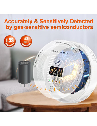 Detector de Gas Natural AOTIQUAL D730 con Alarma y Sensor