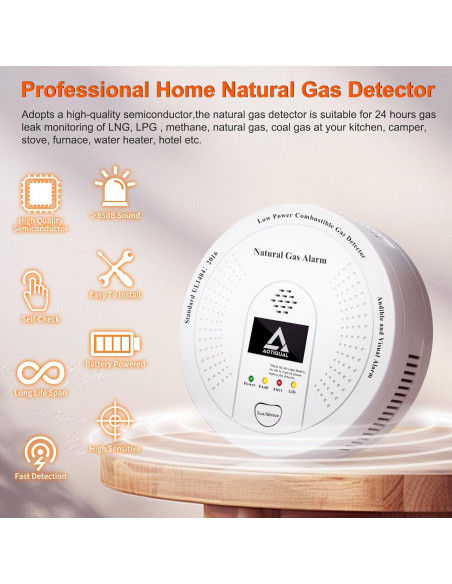 Detector de Gas Natural AOTIQUAL D730 con Alarma y Sensor Detector de Gas Natural AOTIQUAL D730 con Alarma y Sensor