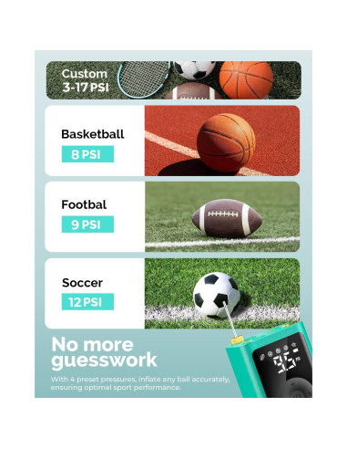 Bomba de Aire Eléctrica ETENWOLF P300 para Balones 2-17 PSI