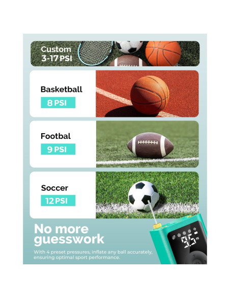 Bomba de Aire Eléctrica ETENWOLF P300 para Balones 2-17 PSI