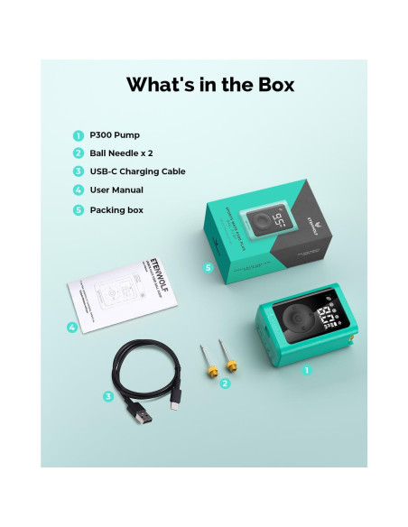 Bomba de Aire Eléctrica ETENWOLF P300 para Balones 2-17 PSI