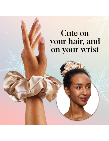 Scrunchie de Satén Kitsch para Mujeres - Champán, 1 Cuenta