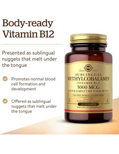 Solgar Metilcobalamina B12 5000 mcg - 60 Nuggets Sublinguales