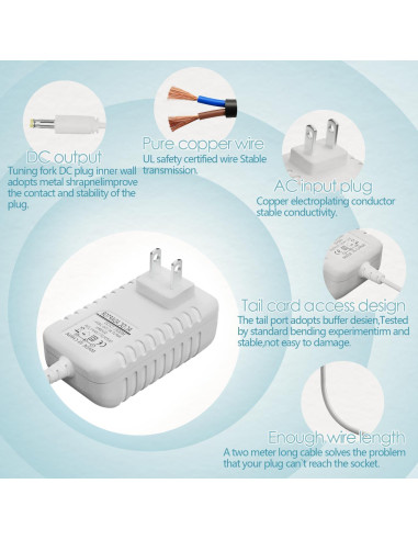 Adaptador de Corriente 15W Pinkind para Echo Dot 1.98m