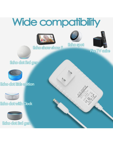 Adaptador de Corriente 15W Pinkind para Echo Dot 1.98m