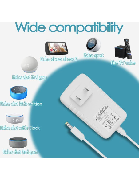 Adaptador de Corriente 15W Pinkind para Echo Dot 1.98m