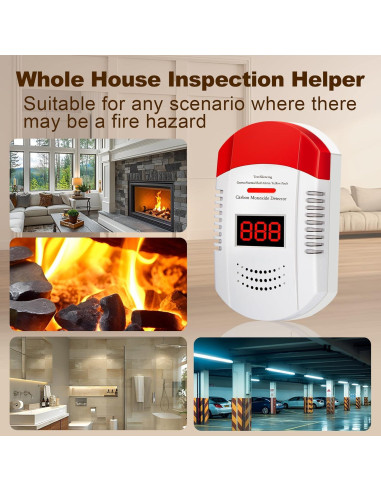 Detector de Monóxido de Carbono AOTIQUAL Enchufable con Pantalla LCD