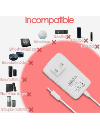 Adaptador de Corriente 15W Pinkind para Echo Dot 1.98m