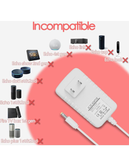 Adaptador de Corriente 15W Pinkind para Echo Dot 1.98m
