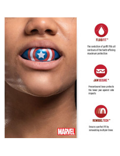 Protector Bucal Deportivo Safejawz Capitán América Ajustable 2