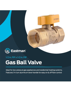 Válvula de Bola de Gas Eastman 1/2" Latón 60009B 2
