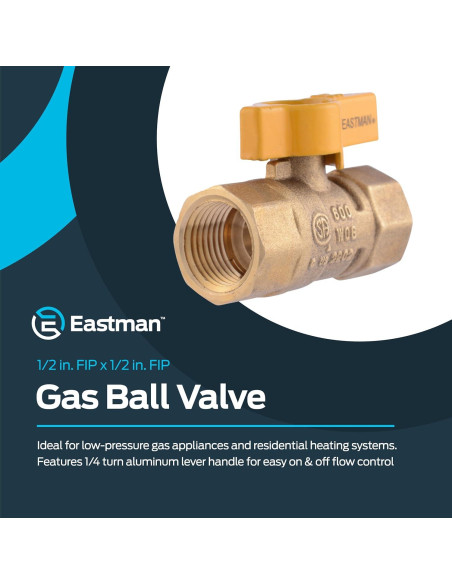 Válvula de Bola de Gas Eastman 1/2" Latón 60009B