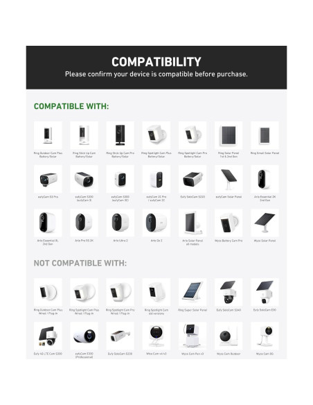 Soporte de Poste 2 en 1 Holicfun para Cámara y Panel Solar - Negro