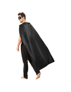 Capa y Máscara de Superhéroe Adulto - Disfraz Halloween Negro