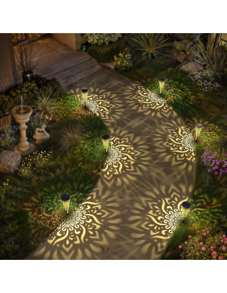 Paquete de 6 Luces Solares Decorativas Doradas para Jardín