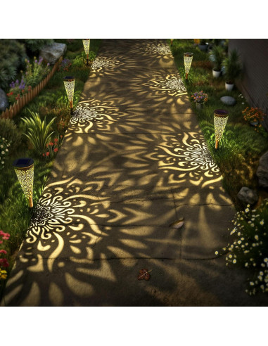 Paquete de 6 Luces Solares Decorativas Doradas para Jardín