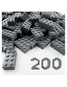 200 Piezas Ladrillos de Construcción HUIZDQ 2x4 Gris Oscuro