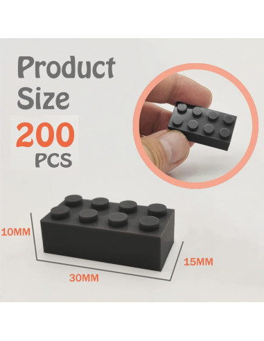 200 Piezas Ladrillos de Construcción HUIZDQ 2x4 Gris Oscuro