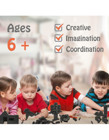 200 Piezas Ladrillos de Construcción HUIZDQ 2x4 Gris Oscuro