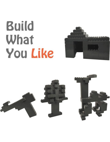 200 Piezas Ladrillos de Construcción HUIZDQ 2x4 Gris Oscuro