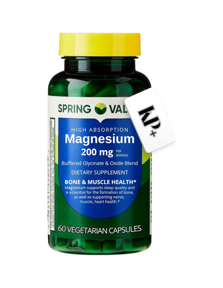 Suplemento de Magnesio Spring Valley 200 mg 60 Cápsulas Vegetarianas