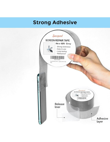 Cinta de Reparación de Pantallas Secopad 10,2 x 4,6 m Gris