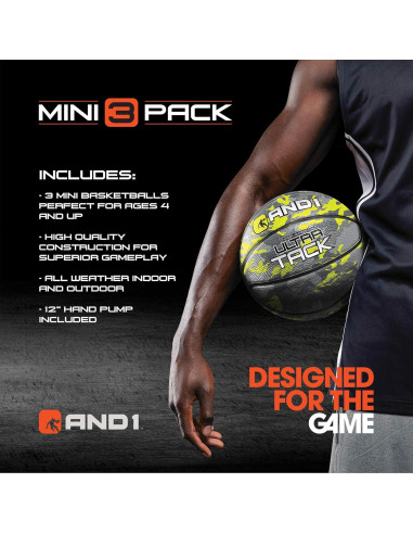 Set de 3 Mini Balones de Baloncesto AND1 para Niños 10 cm