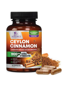 Suplemento de Canela de Ceilán Orgánica 1800mg - 60 Cápsulas