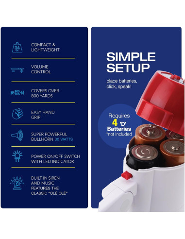 Megáfono Croove FBA_733 30W con Sirena y Música