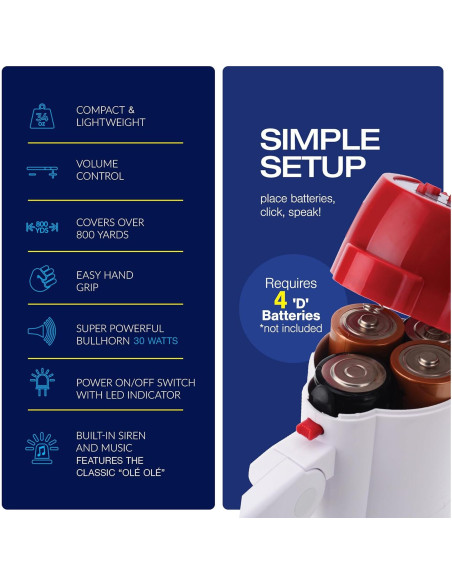 Megáfono Croove FBA_733 30W con Sirena y Música