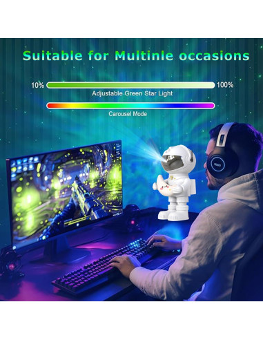 Proyector Galáctico Astronauta THWTGH Luz Nocturna LED 9.4x8x18.5cm