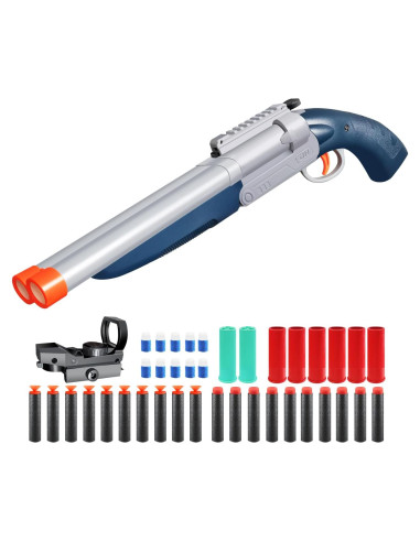 Pistola de Juguete Doble Caño Bugrtey con Balas Suaves 53cm