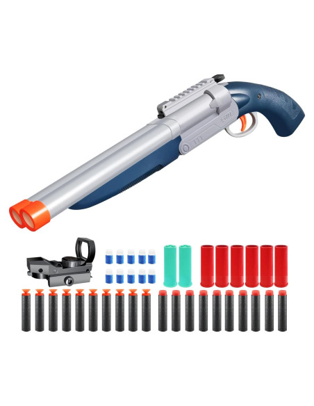 Pistola de Juguete Doble Caño Bugrtey con Balas Suaves 53cm