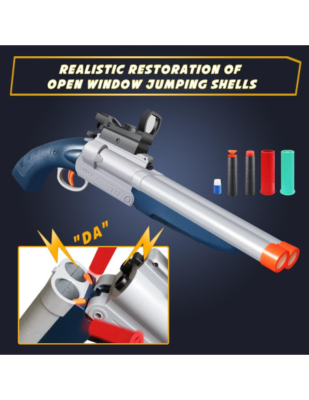 Pistola de Juguete Doble Caño Bugrtey con Balas Suaves 53cm