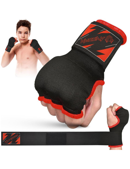 Guantes de Boxeo Niños AVICORN QuickWraps X-Pequeño Negro/Rojo Guantes de Boxeo Niños AVICORN QuickWraps X-Pequeño Negro/Rojo