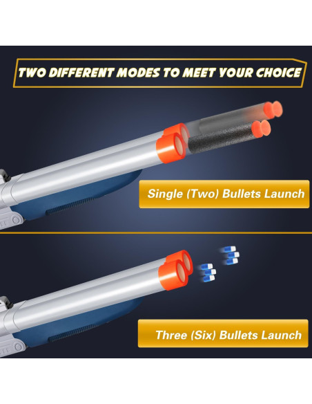 Pistola de Juguete Doble Caño Bugrtey con Balas Suaves 53cm