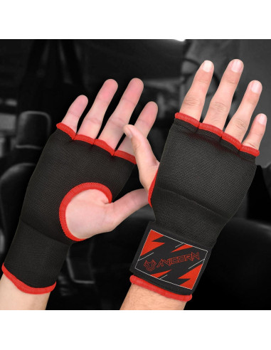 Guantes de Boxeo Niños AVICORN QuickWraps X-Pequeño Negro/Rojo