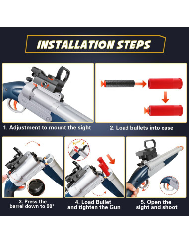 Pistola de Juguete Doble Caño Bugrtey con Balas Suaves 53cm