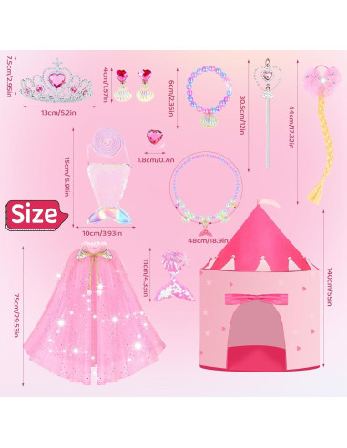 Tienda de Juego Castillo de Princesa LXDHSRTA Rosa 13 Piezas