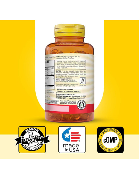 Suplemento Omega 3 Mason Natural 1000mg 90 Gelatinas Blandas