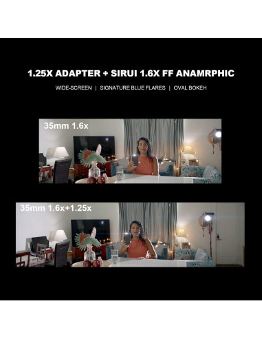 Lente Anamórfica SIRUI 35mm T2.9 1.6x con Adaptador 1.25x