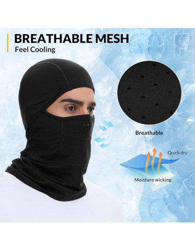 Baleaf Balaclava Máscara Facial Unisex Negra para Esquí y Motocicleta