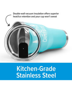 Taza Aislada Camco 30 oz Acero Inoxidable Doble Pared Azul 2