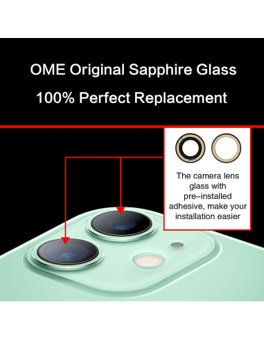 Reemplazo Cristal Lente Cámara Trasera iPhone 11 ASDAWN x2