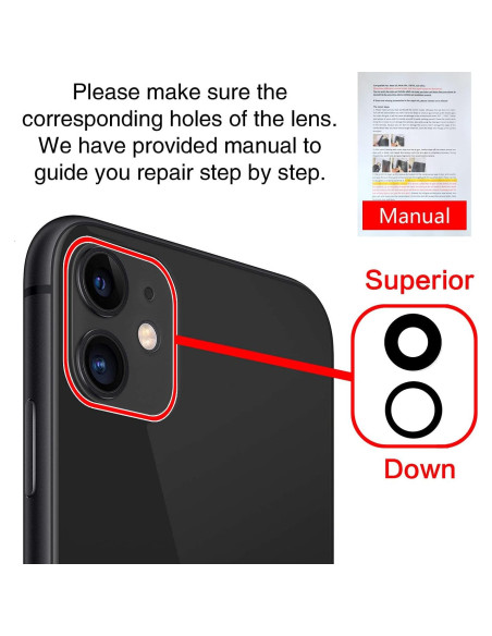 Reemplazo Cristal Lente Cámara Trasera iPhone 11 ASDAWN x2
