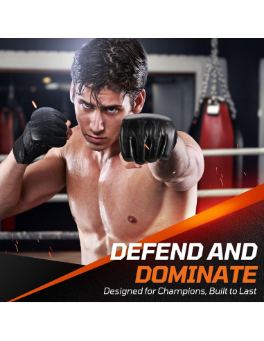 Guantes de MMA Flexzion Sin Dedos para Sparring - Negro
