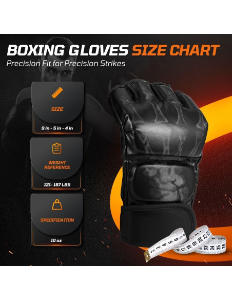 Guantes de MMA Flexzion Sin Dedos para Sparring - Negro