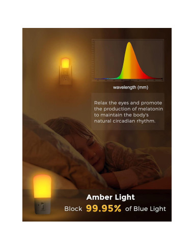 Luz Nocturna Ámbar Regulable LOHAS 2 Pack con Sensor