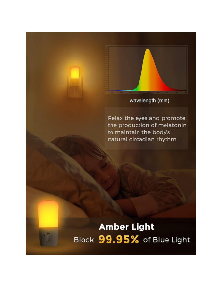 Luz Nocturna Ámbar Regulable LOHAS 2 Pack con Sensor